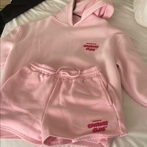 Pink Comfort Club Hoodie and Shorts Set